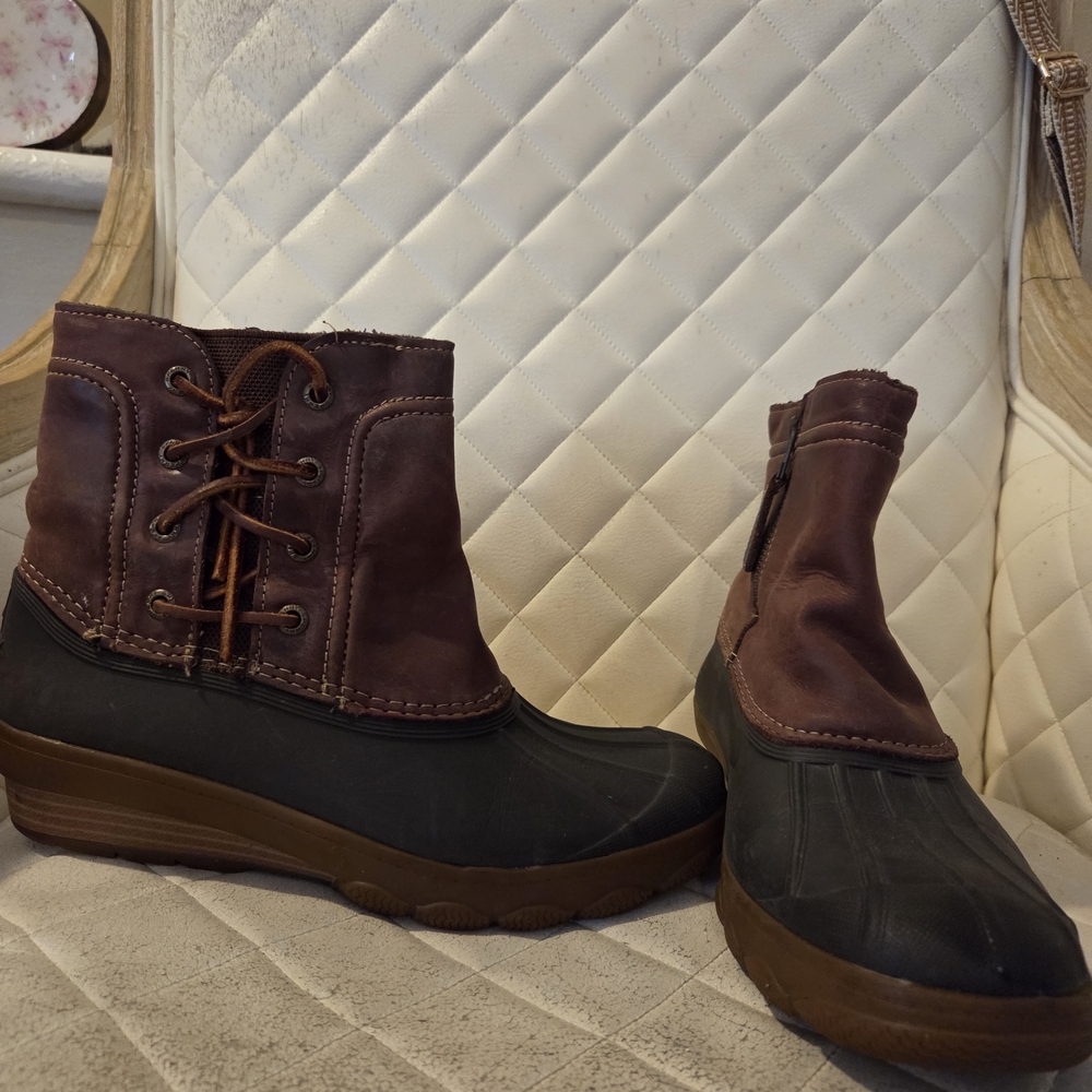 Sperry Saltwater Wedge Duck Boots - Brown and Black